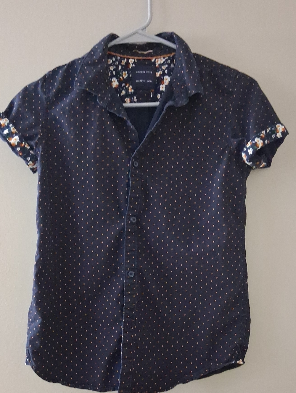 Cactus Navy Dot Short-Sleeve Button-Down Shirt